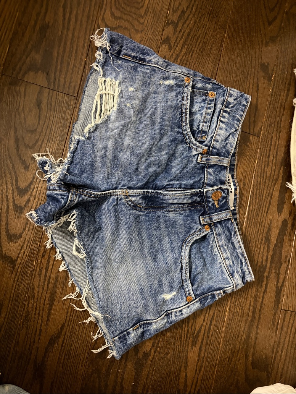 Garage Blue Distressed Denim Jean Shorts